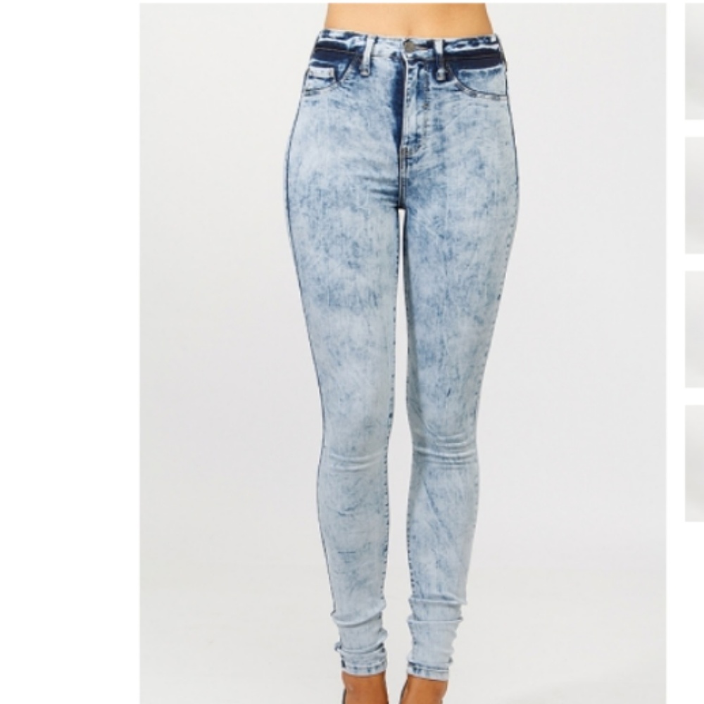 Cici Hot High Waisted Acid Washed Jeans